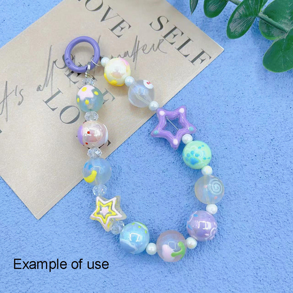 10Pcs 16mm Glow in Dark Beads Hand-Painted Plastic Spacer Beads for Bracelet Necklace Making DIY Phone Chain Crafts Decor