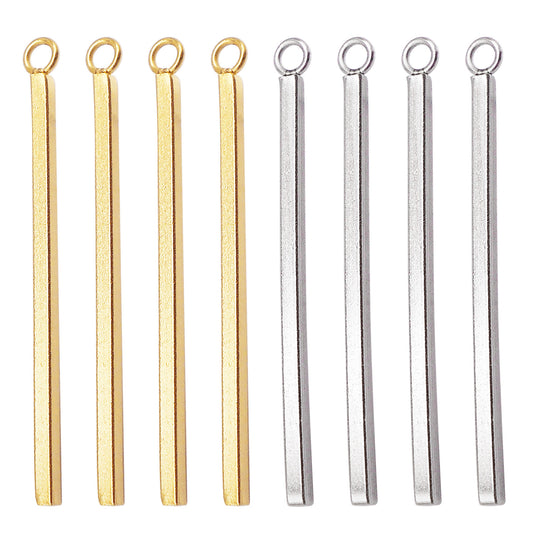 8Pcs 32.5x3mm Stainless Steel Geometric Bar Charms Minimalist Rectangular Stick Pendant for DIY Jewelry Making