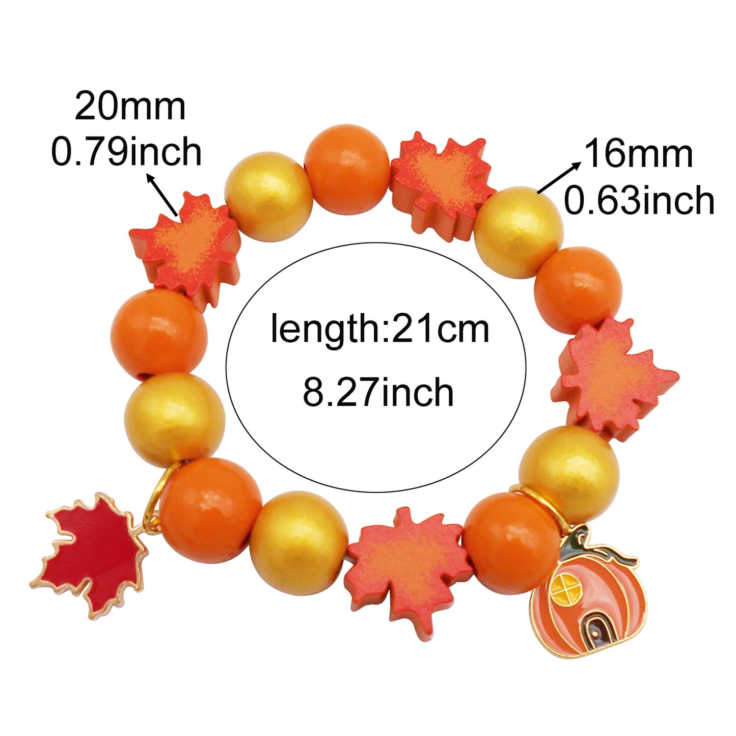1 Piece Alloy Maple Leaf Dangle Bracelet Wood Beads Bracelet Autumn Series Jewelry for Festival Gifts & Daily Wear