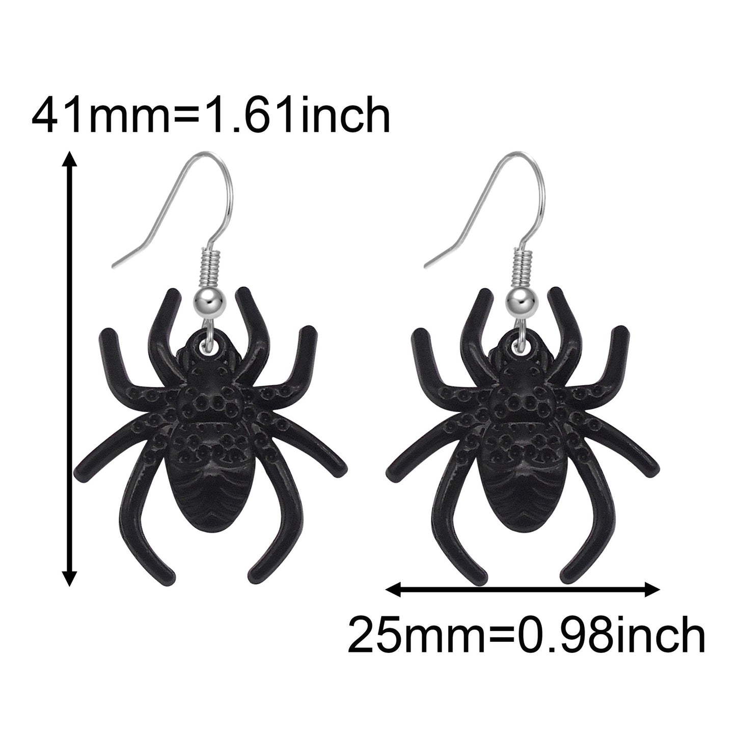 1 Pair Electroplated Black Spider Dangle Earrings Gothic Alloy Moon Skull Head Hook Earrings Hypoallergenic Women Ear Piercing Jewelry Festival Gifts