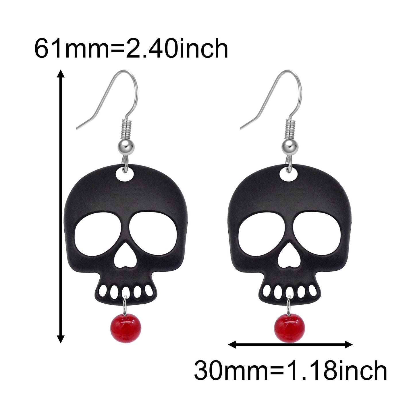 1 Pair Electroplated Black Spider Dangle Earrings Gothic Alloy Moon Skull Head Hook Earrings Hypoallergenic Women Ear Piercing Jewelry Festival Gifts