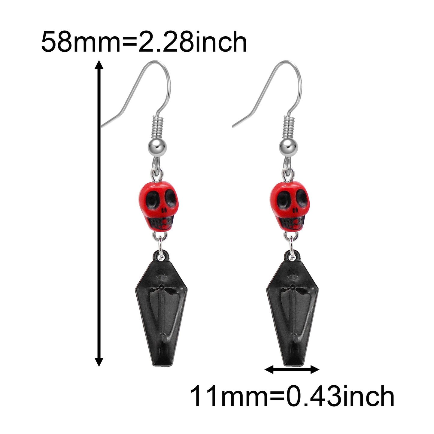 1 Pair Electroplated Black Spider Dangle Earrings Gothic Alloy Moon Skull Head Hook Earrings Hypoallergenic Women Ear Piercing Jewelry Festival Gifts