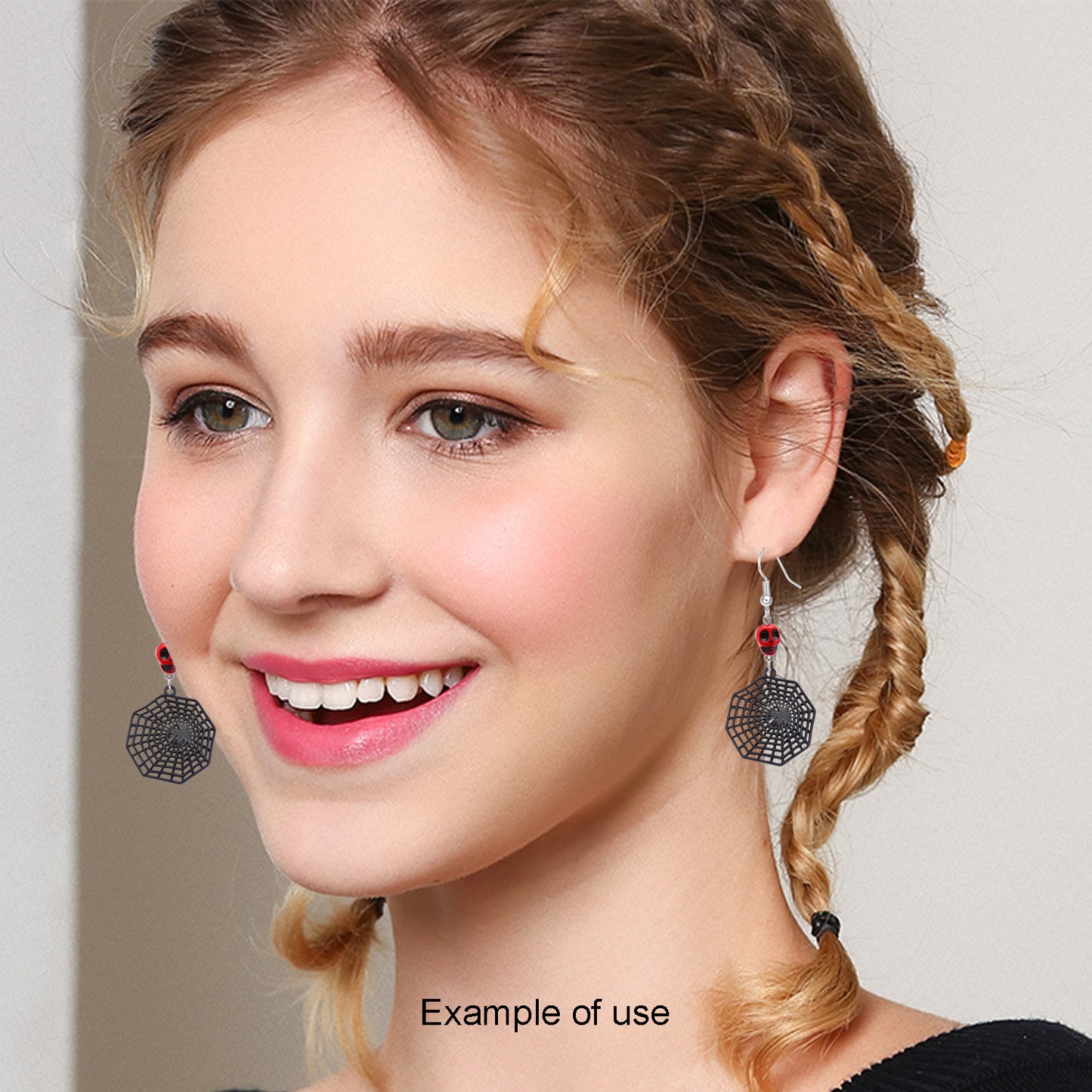 1 Pair Electroplated Black Spider Dangle Earrings Gothic Alloy Moon Skull Head Hook Earrings Hypoallergenic Women Ear Piercing Jewelry Festival Gifts