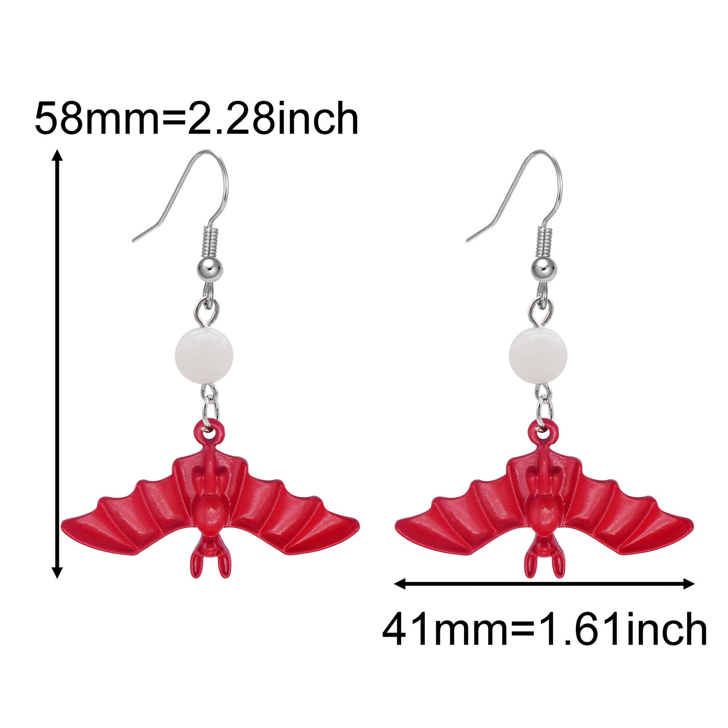 2 Pairs Bat Dangle Earrings Black & Red Gothic Jewelry, Hypoallergenic Metal Hook, Women’s Piercing Earrings for Daily Wear & Festival Gifts