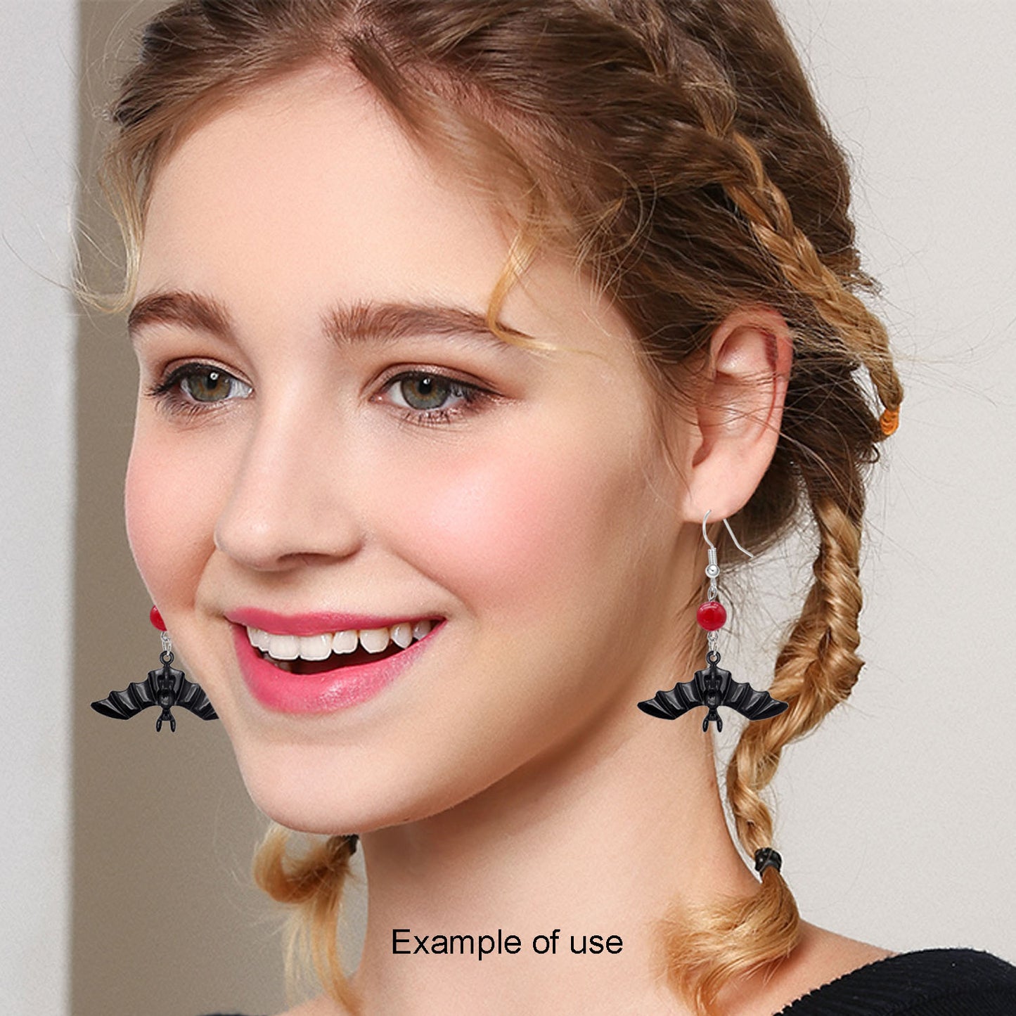 2 Pairs Bat Dangle Earrings Black & Red Gothic Jewelry, Hypoallergenic Metal Hook, Women’s Piercing Earrings for Daily Wear & Festival Gifts