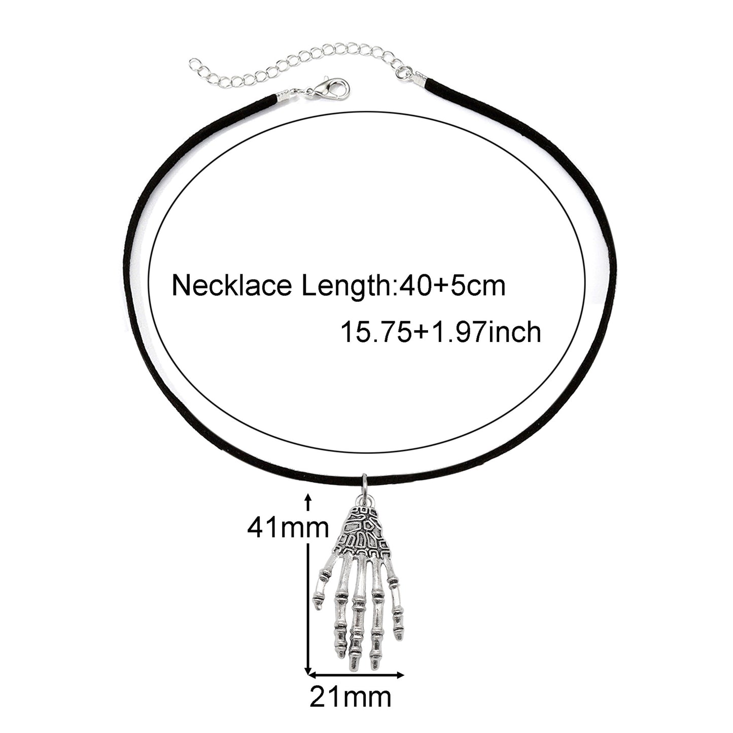 1 Piece Bat Moon Skull Hand Dangle Necklace Halloween Theme Metal Jewelry Korean Velvet Necklace Vintage Silver Festival Gifts