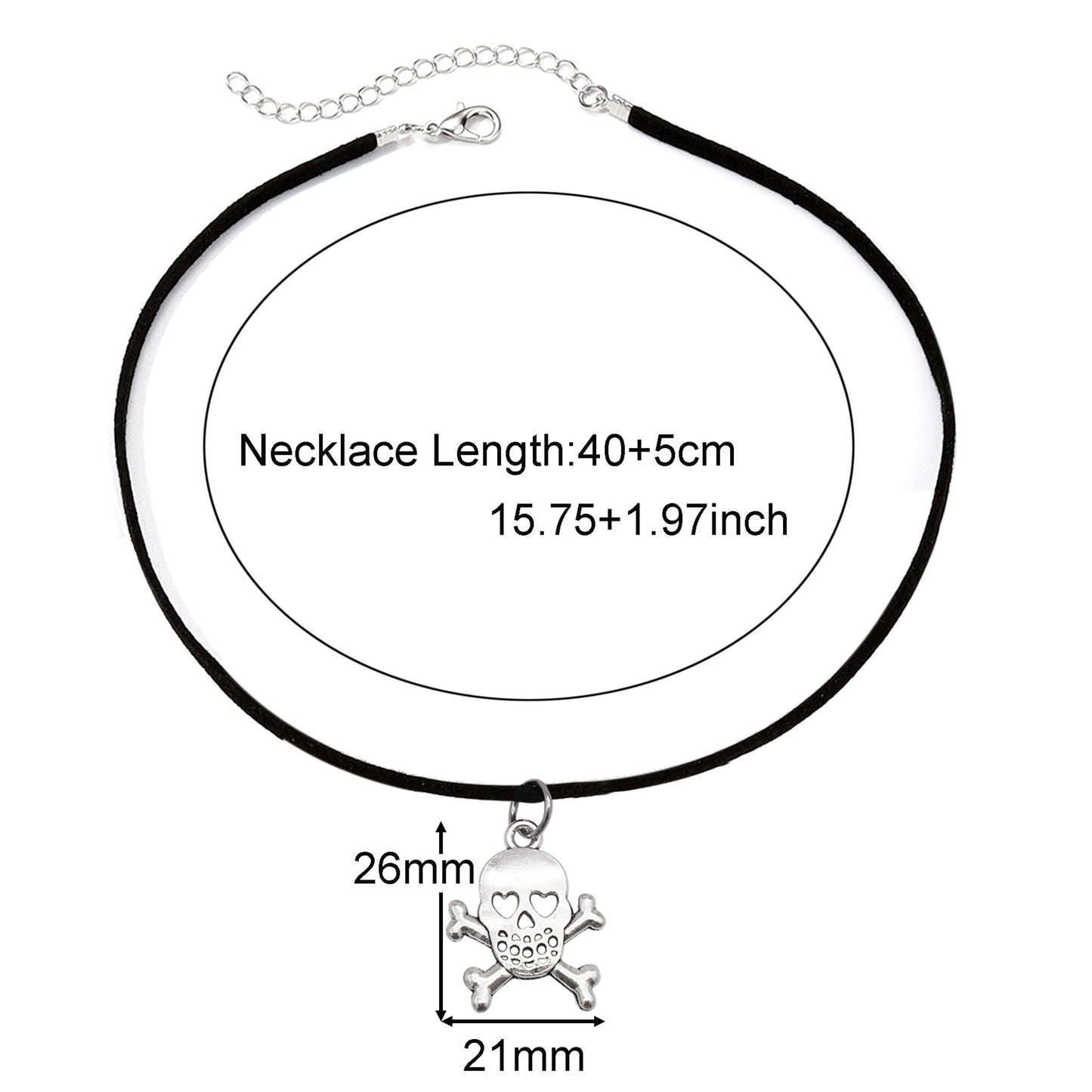 1 Piece Bat Moon Skull Hand Dangle Necklace Halloween Theme Metal Jewelry Korean Velvet Necklace Vintage Silver Festival Gifts