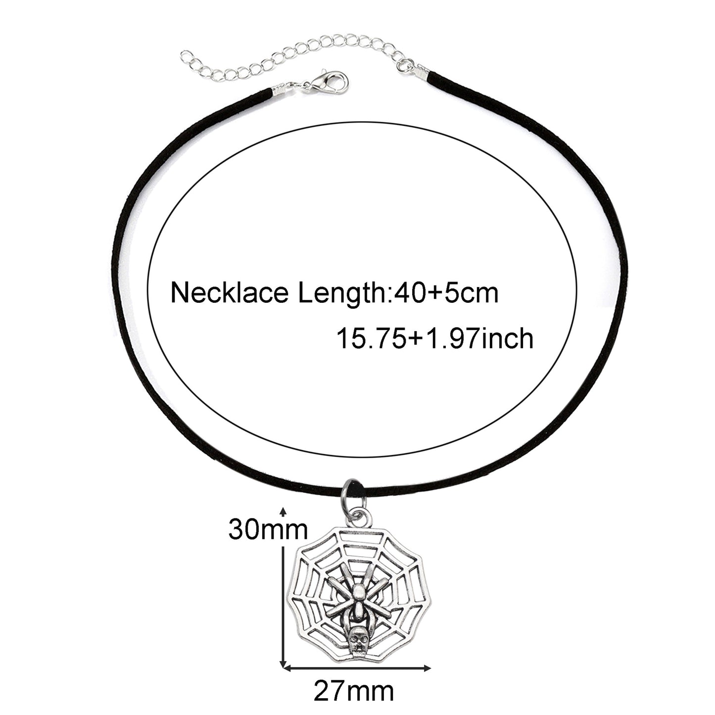 1 Piece Bat Moon Skull Hand Dangle Necklace Halloween Theme Metal Jewelry Korean Velvet Necklace Vintage Silver Festival Gifts