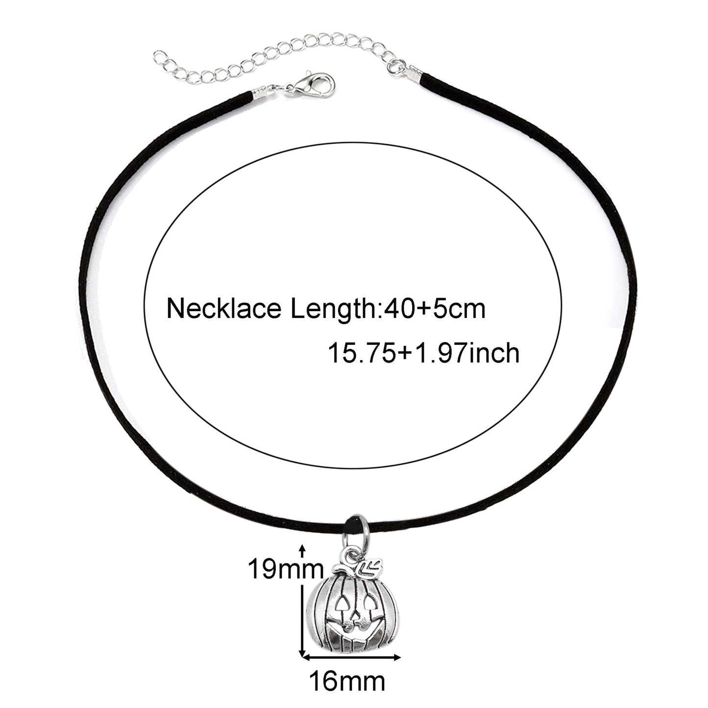 1 Piece Bat Moon Skull Hand Dangle Necklace Halloween Theme Metal Jewelry Korean Velvet Necklace Vintage Silver Festival Gifts