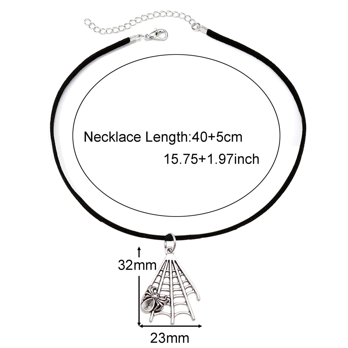 1 Piece Bat Moon Skull Hand Dangle Necklace Halloween Theme Metal Jewelry Korean Velvet Necklace Vintage Silver Festival Gifts