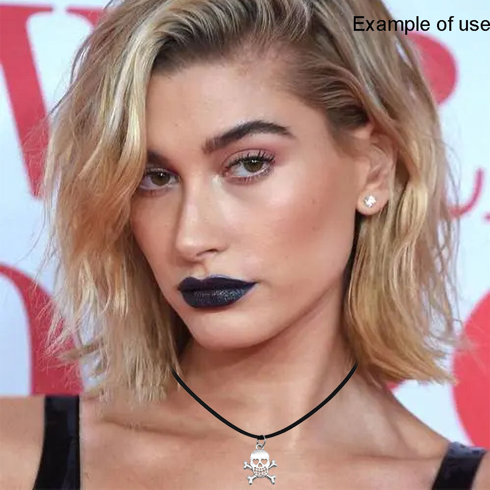 1 Piece Bat Moon Skull Hand Dangle Necklace Halloween Theme Metal Jewelry Korean Velvet Necklace Vintage Silver Festival Gifts