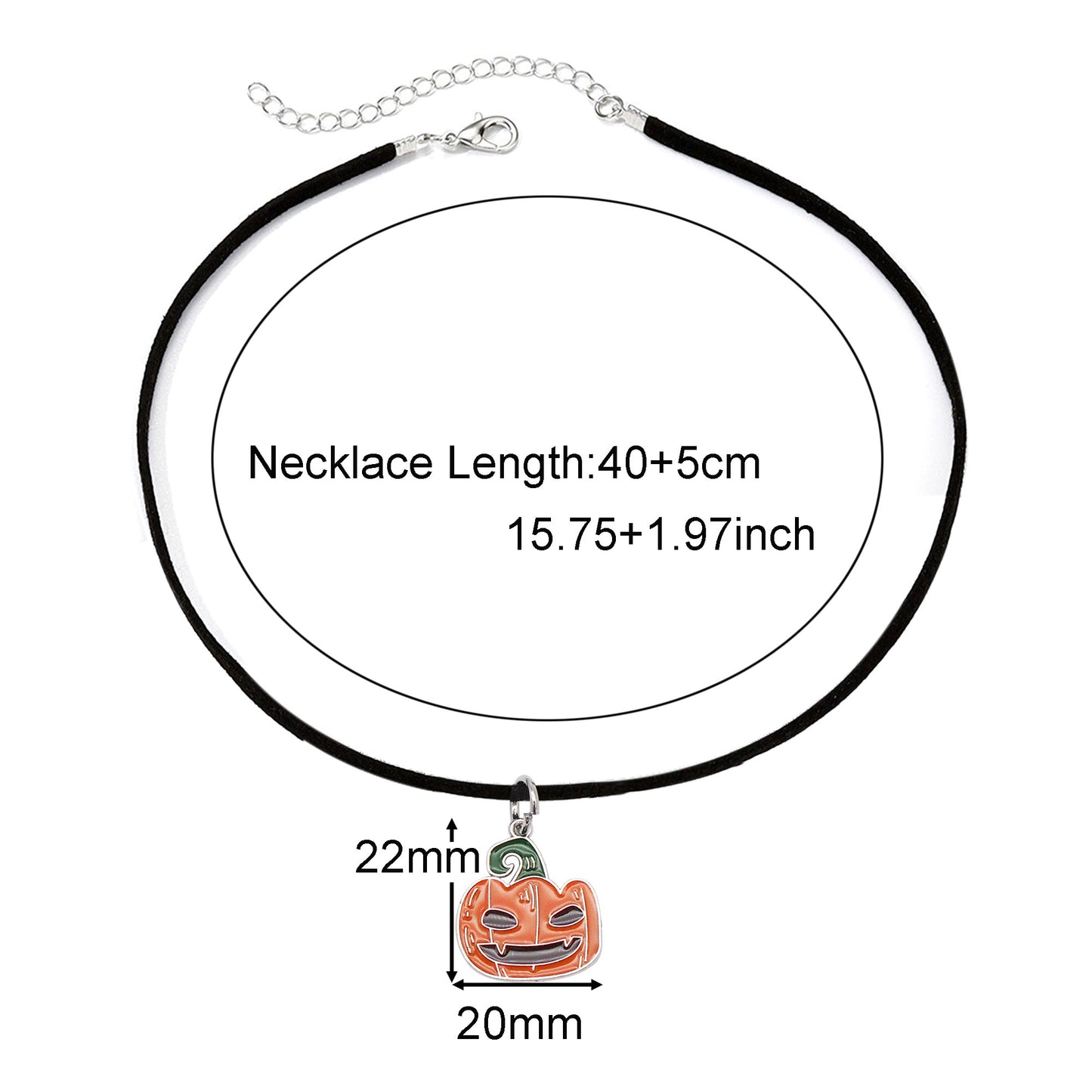 1 Piece Halloween Pumpkin Ghost Necklace - Korean Velvet Enamel Dangle Clavicle Jewelry for Women, Cute Metal Charm Necklace, Daily Wear & Festival Gift