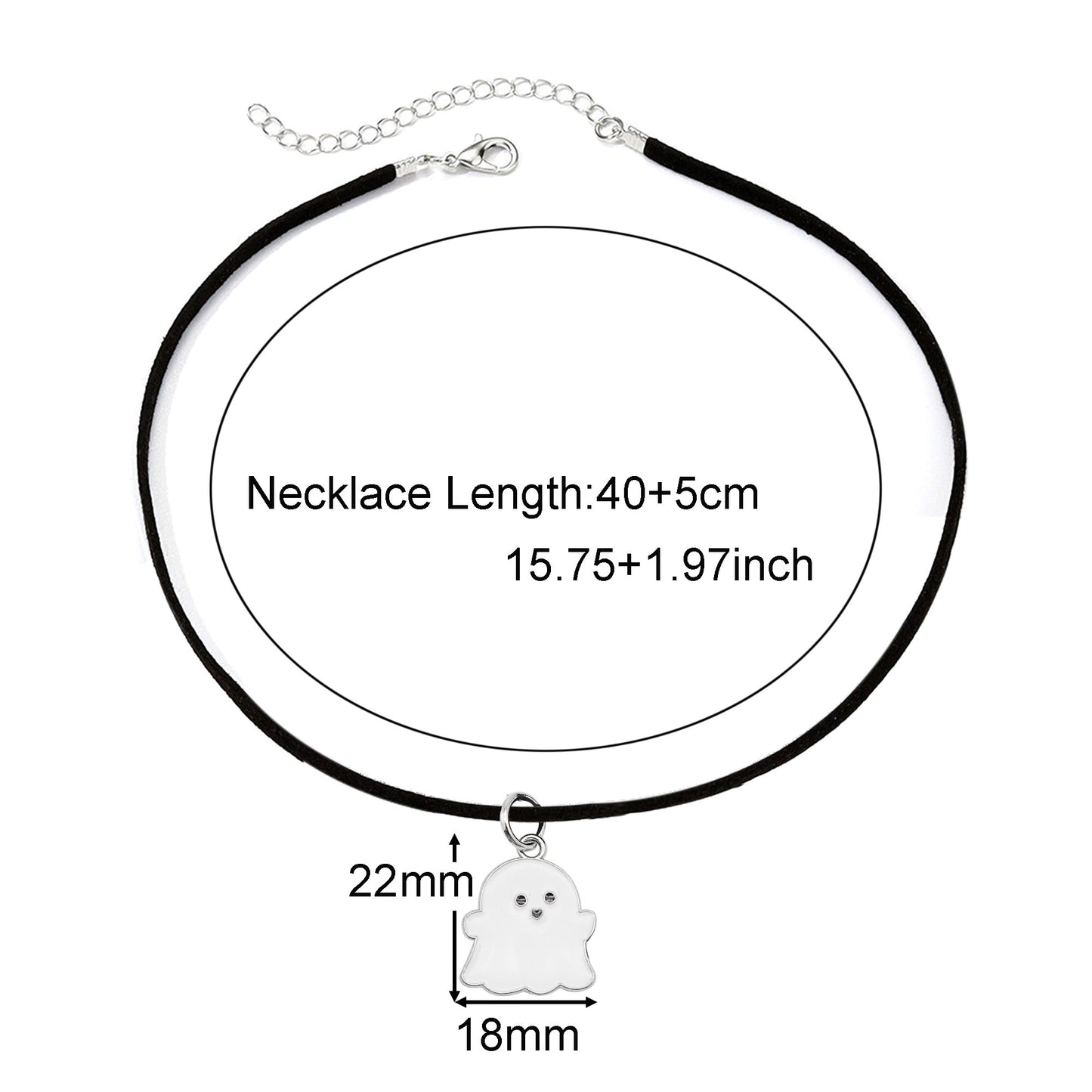 1 Piece Halloween Pumpkin Ghost Necklace - Korean Velvet Enamel Dangle Clavicle Jewelry for Women, Cute Metal Charm Necklace, Daily Wear & Festival Gift