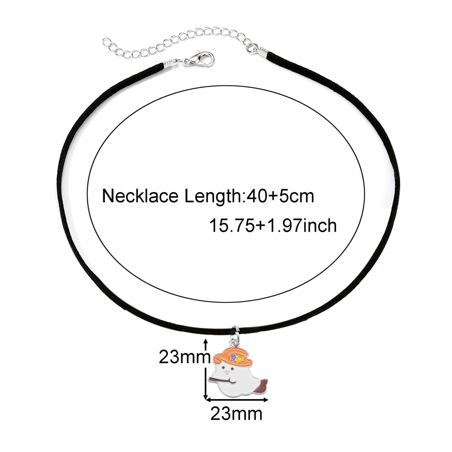 1 Piece Halloween Pumpkin Ghost Necklace - Korean Velvet Enamel Dangle Clavicle Jewelry for Women, Cute Metal Charm Necklace, Daily Wear & Festival Gift