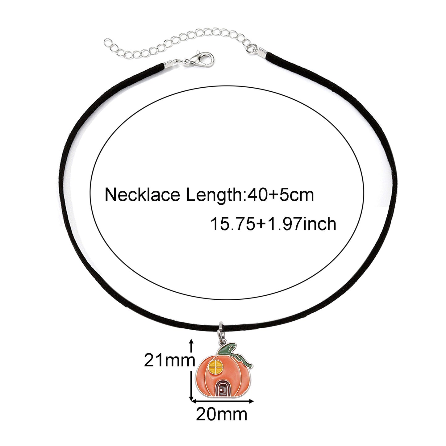 1 Piece Halloween Pumpkin Ghost Necklace - Korean Velvet Enamel Dangle Clavicle Jewelry for Women, Cute Metal Charm Necklace, Daily Wear & Festival Gift
