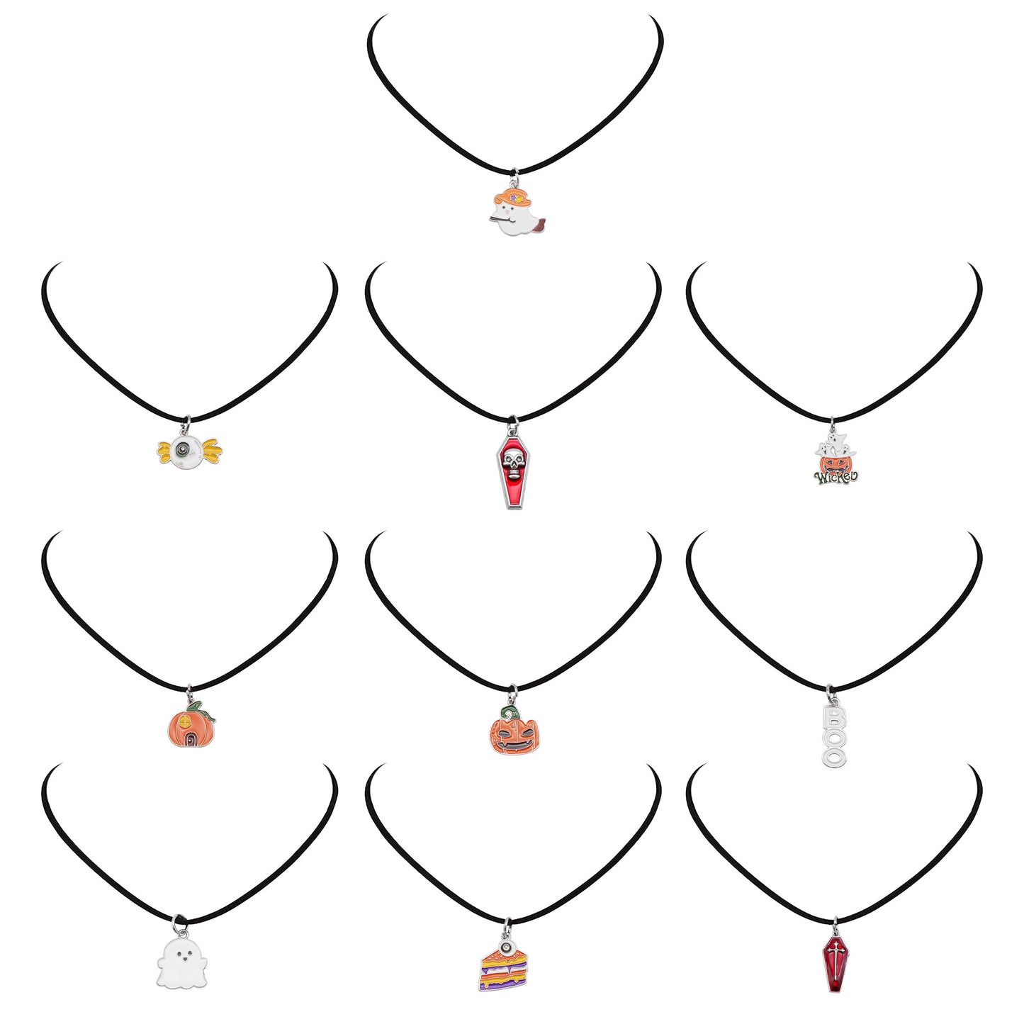 1 Piece Halloween Pumpkin Ghost Necklace - Korean Velvet Enamel Dangle Clavicle Jewelry for Women, Cute Metal Charm Necklace, Daily Wear & Festival Gift