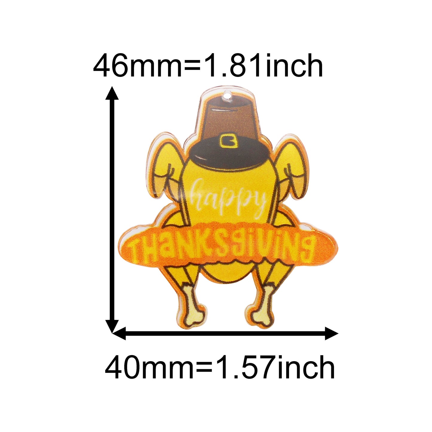 6Pcs Thanksgiving Turkey Charms Acrylic Material for DIY Pendant Jewelry Making Party Decor Crafts Supplies