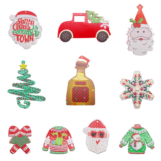 10Pcs Resin Christmas Series Charms Acrylic Car Clothes Shaped Dangle for DIY Pendant Jewelry Making Crafts Decor