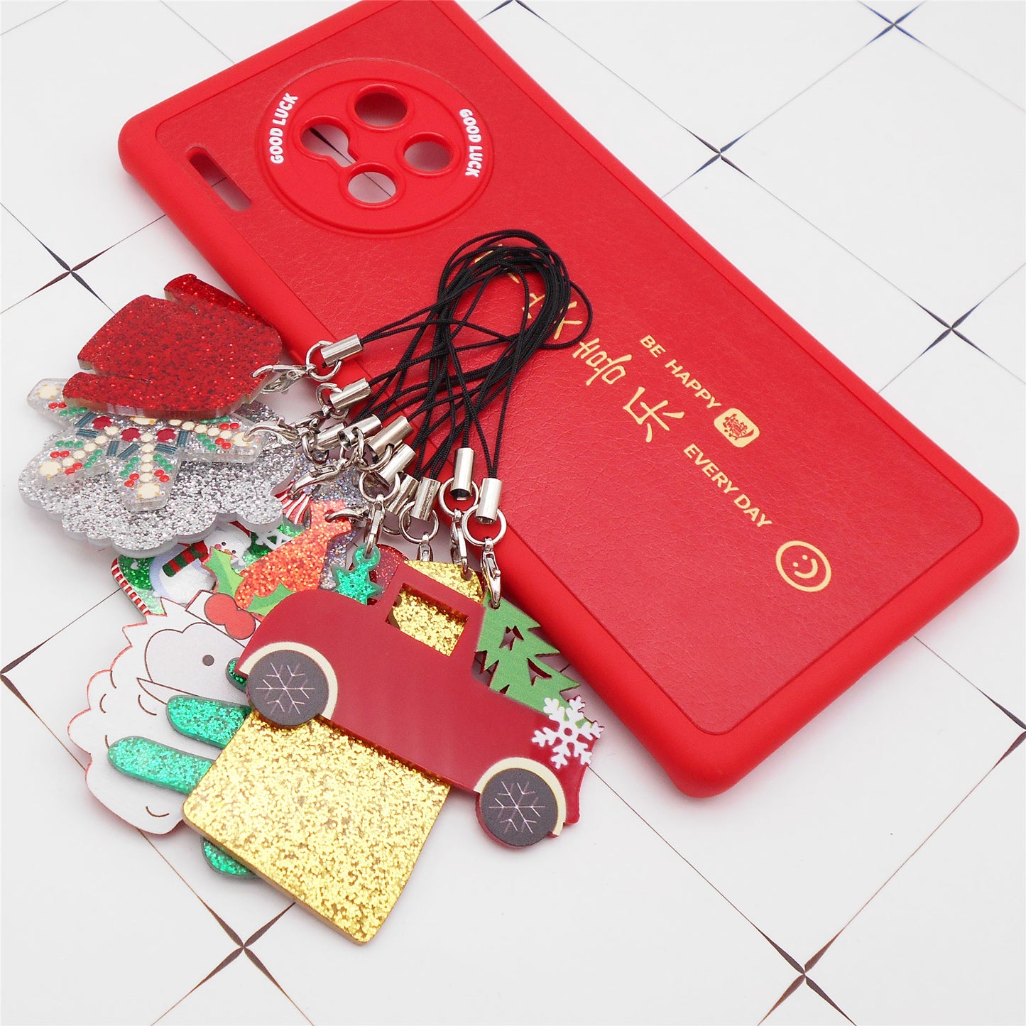 10Pcs Acrylic Christmas Dangle Phone Chain Snowflake Car Charms for DIY Pendants Jewelry Making Phone Case Decor