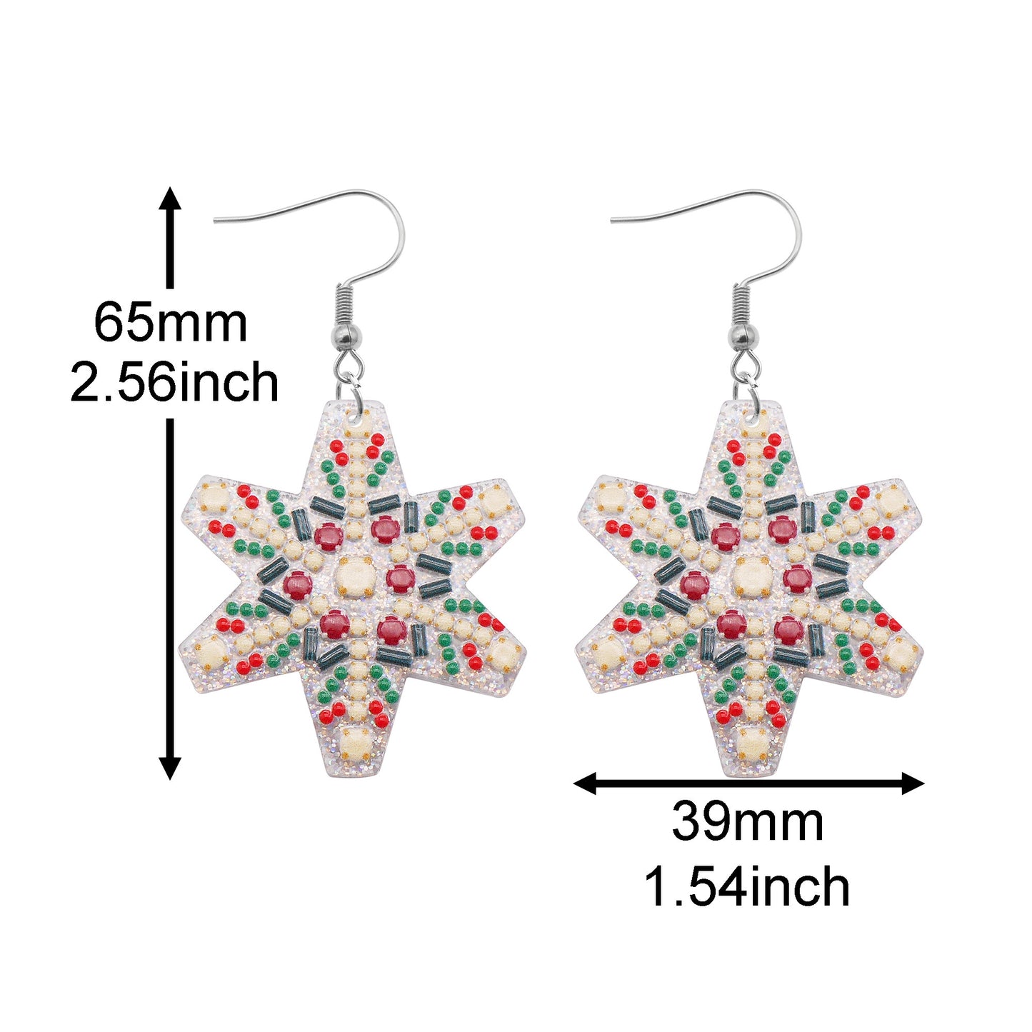 1 Pair Acrylic Christmas Dangle Earrings Snowflake Santa Claus Hook Earrings Hypoallergenic Women Earring Piercing Jewelry for Daily Wear & Festival Gifts