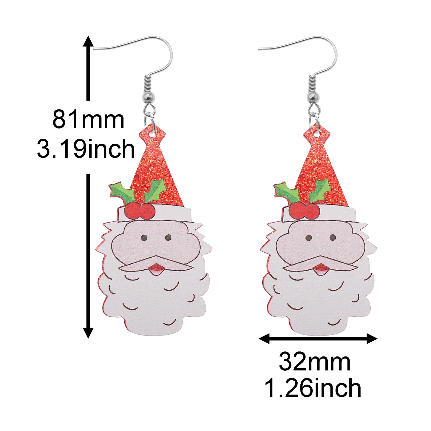 1 Pair Acrylic Christmas Dangle Earrings Snowflake Santa Claus Hook Earrings Hypoallergenic Women Earring Piercing Jewelry for Daily Wear & Festival Gifts