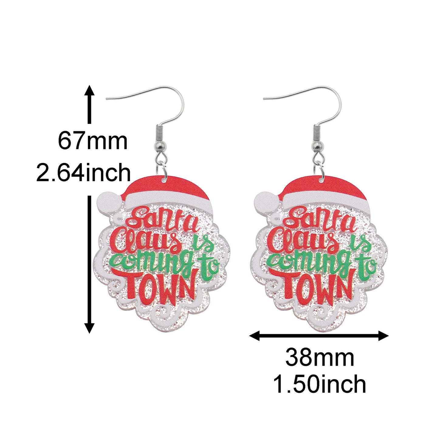 1 Pair Acrylic Christmas Dangle Earrings Snowflake Santa Claus Hook Earrings Hypoallergenic Women Earring Piercing Jewelry for Daily Wear & Festival Gifts
