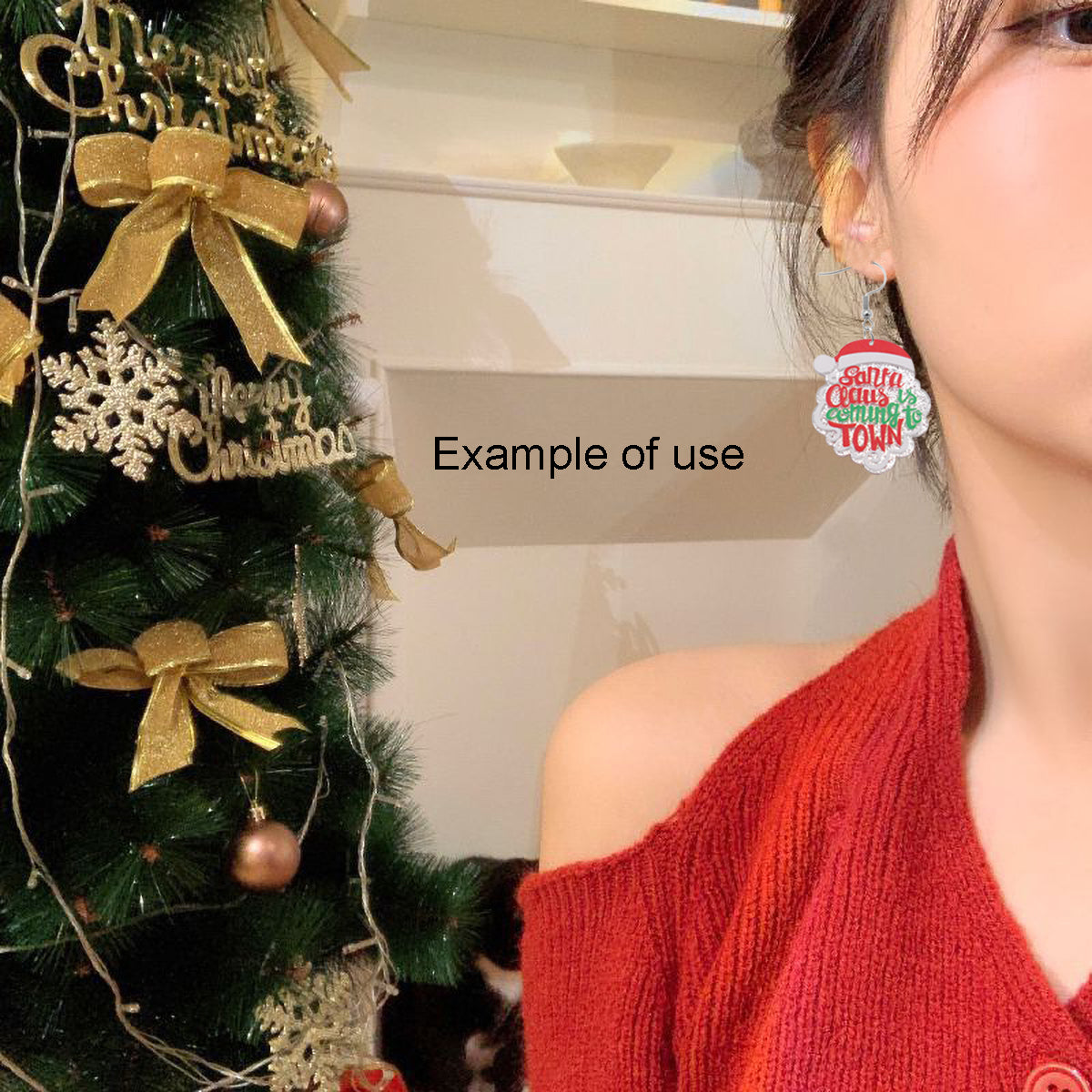 1 Pair Acrylic Christmas Dangle Earrings Snowflake Santa Claus Hook Earrings Hypoallergenic Women Earring Piercing Jewelry for Daily Wear & Festival Gifts