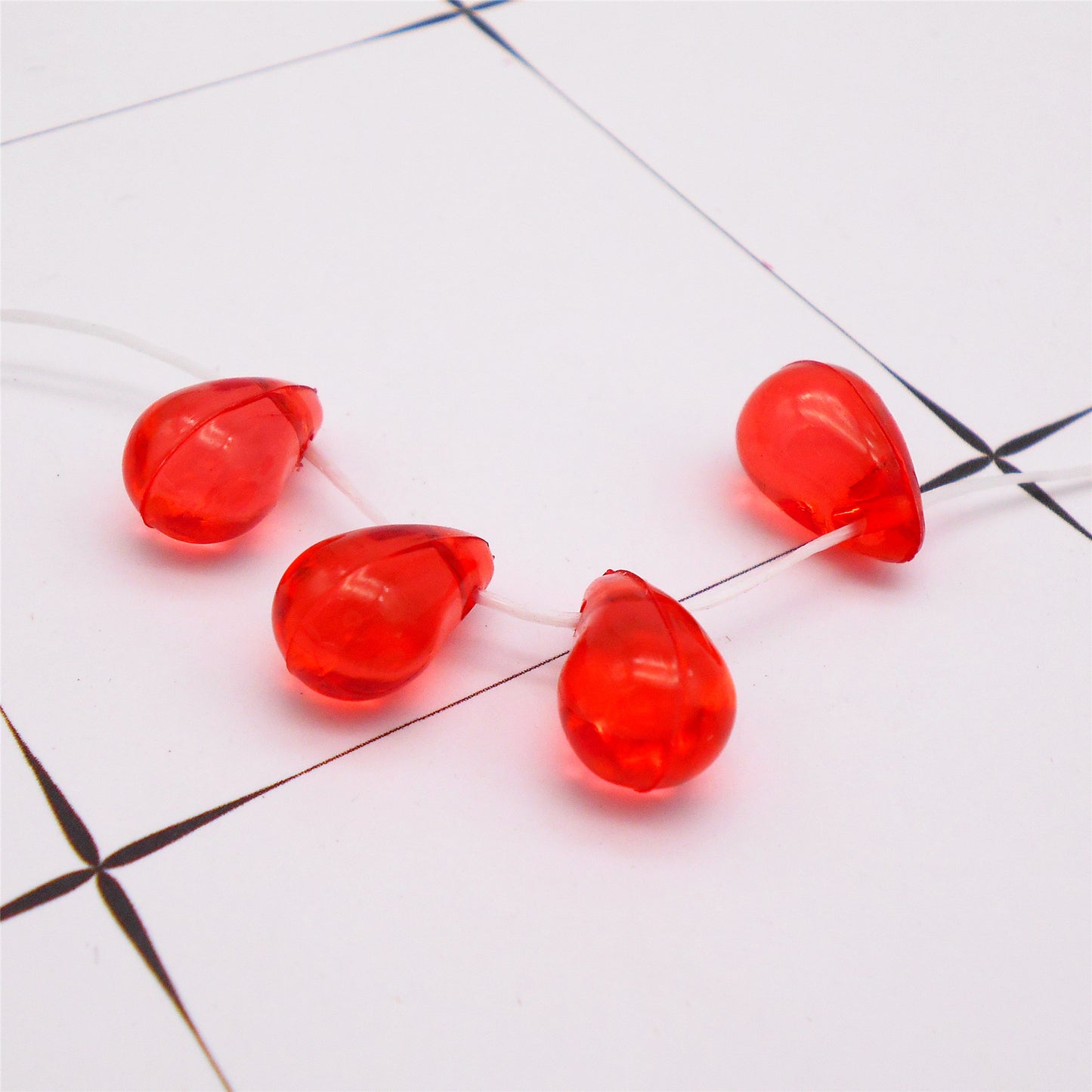 100Pcs Red Teardrop Charms for Jewelry Making - 13x8mm Transparent Acrylic Pendant Drops for Necklace, Bracelet, Earrings - DIY Craft Supplies, Beading Decor Findings