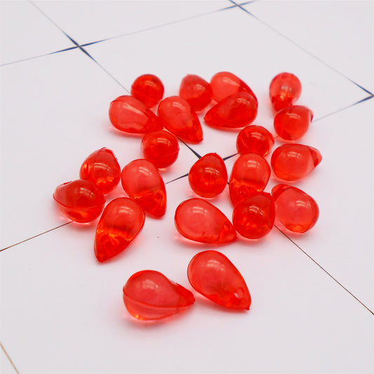 100Pcs Red Teardrop Charms for Jewelry Making - 13x8mm Transparent Acrylic Pendant Drops for Necklace, Bracelet, Earrings - DIY Craft Supplies, Beading Decor Findings