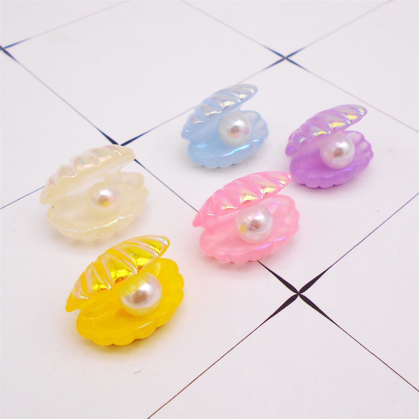 10Pcs 19x23mm Resin Seashells with Faux Pearl Decoration Plastic Seashell Charm Accessories for DIY Pendant Jewelry Making Phone Case Decor