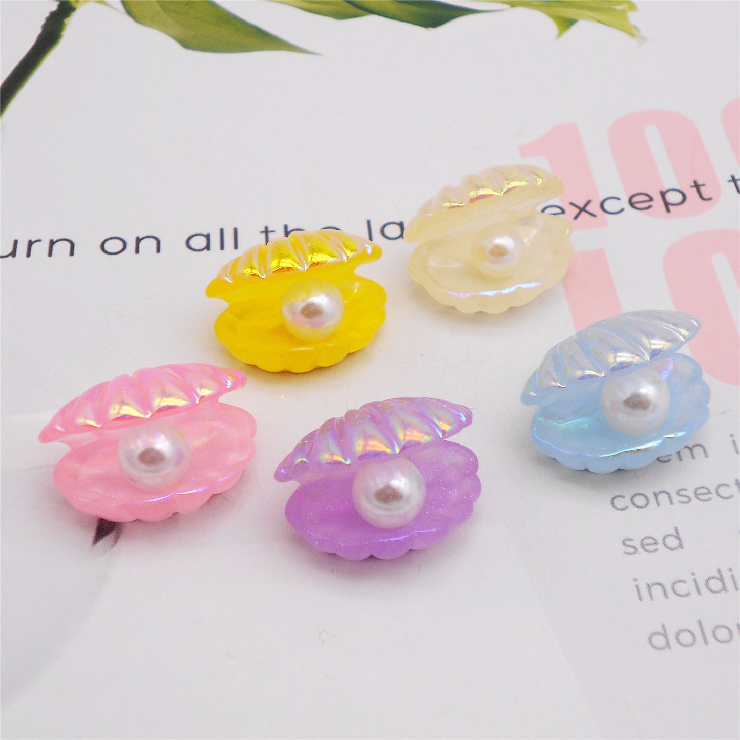 10Pcs 19x23mm Resin Seashells with Faux Pearl Decoration Plastic Seashell Charm Accessories for DIY Pendant Jewelry Making Phone Case Decor