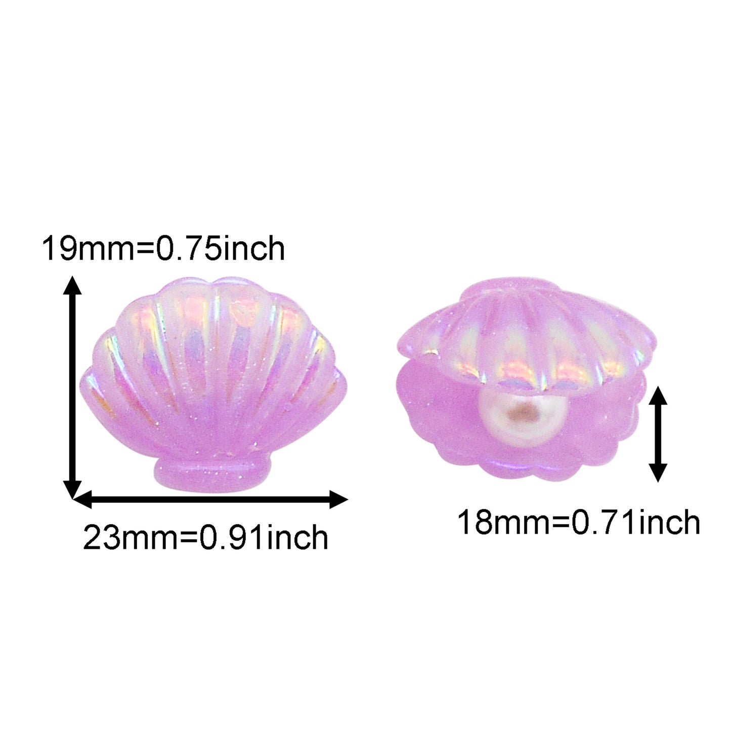 10Pcs 19x23mm Resin Seashells with Faux Pearl Decoration Plastic Seashell Charm Accessories for DIY Pendant Jewelry Making Phone Case Decor