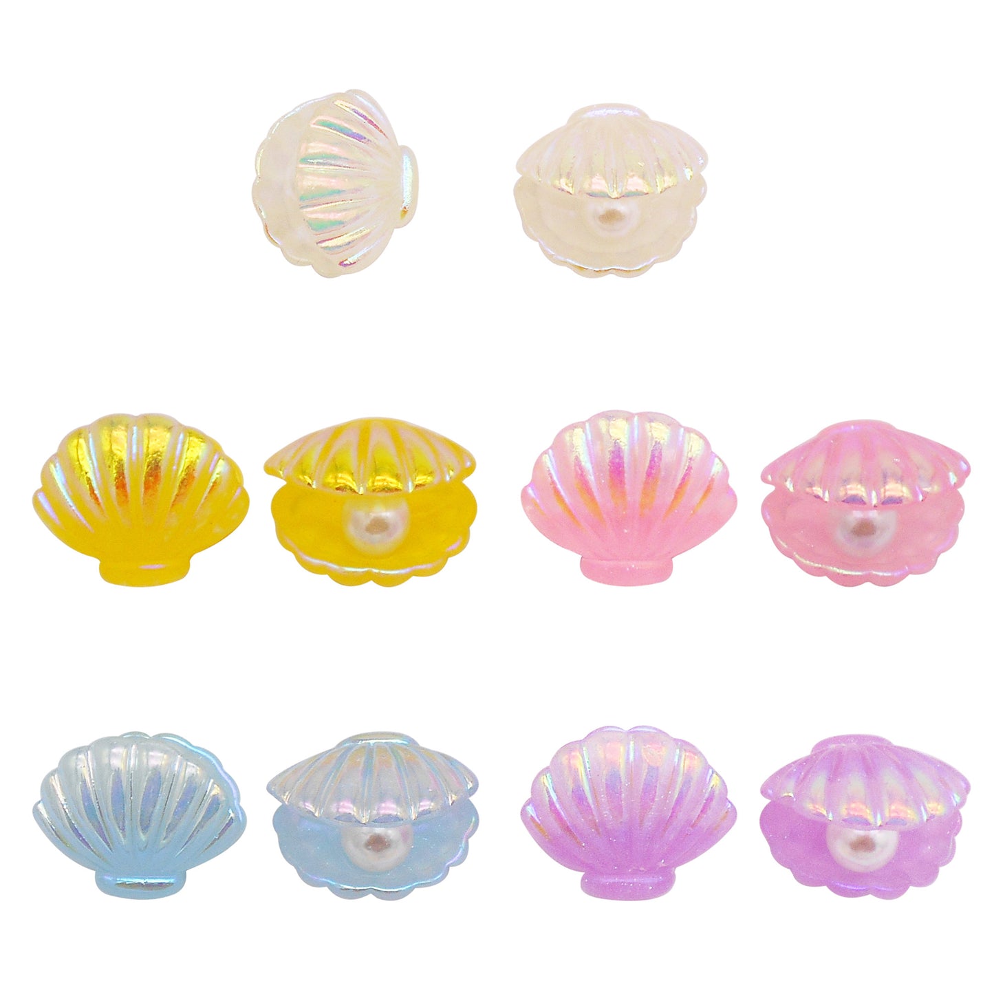10Pcs 19x23mm Resin Seashells with Faux Pearl Decoration Plastic Seashell Charm Accessories for DIY Pendant Jewelry Making Phone Case Decor