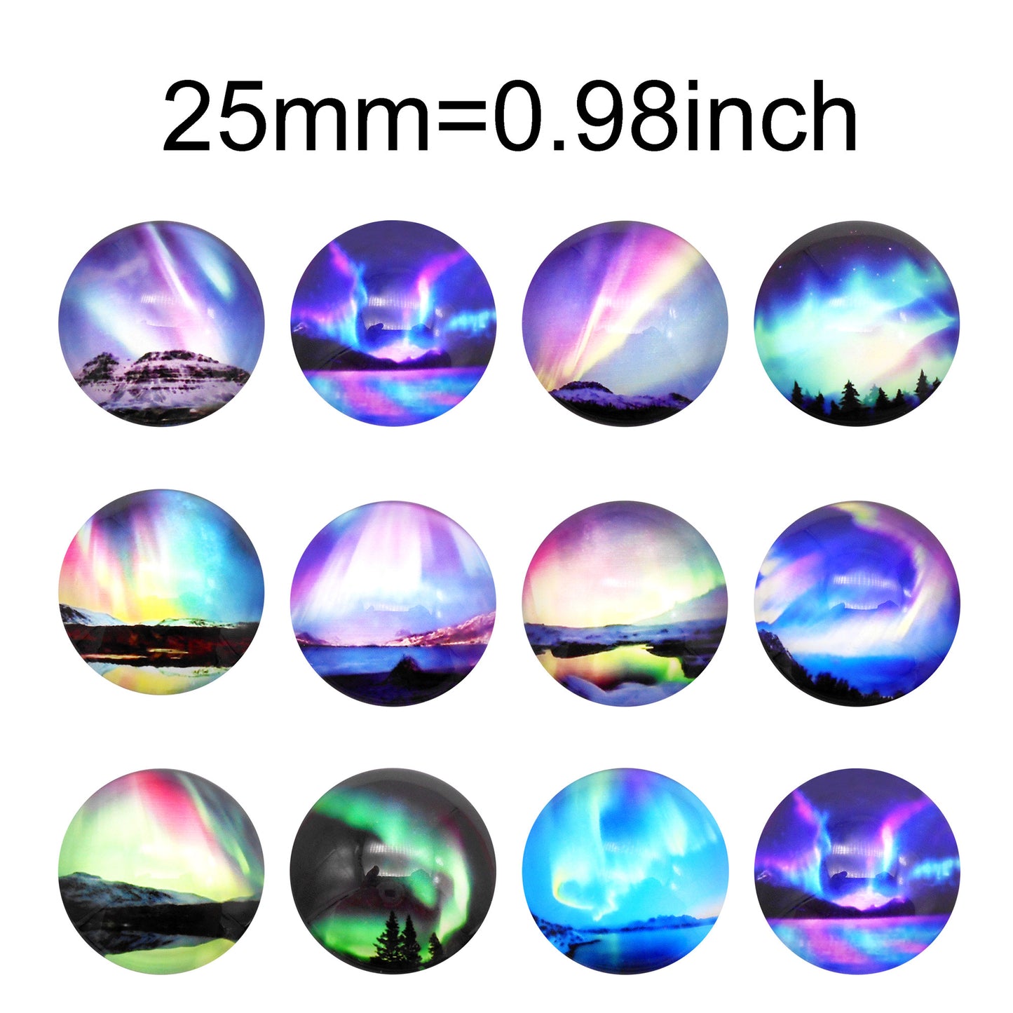 10Pcs Dome Aurora Pattern Embellishment Round & Oval Glass Cabochons Flat Back Time Gems DIY Jewelry Making Accessories Necklace Crafts Decor