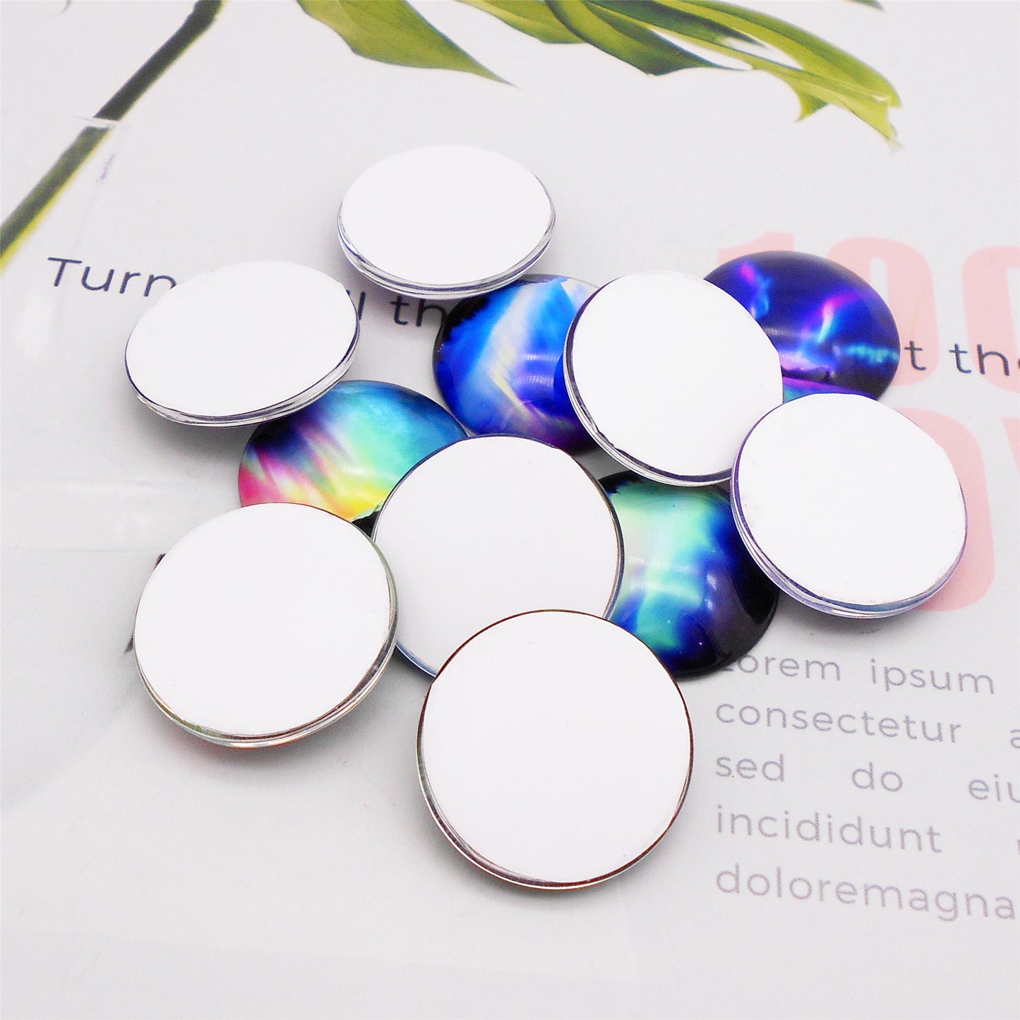 10Pcs Dome Aurora Pattern Embellishment Round & Oval Glass Cabochons Flat Back Time Gems DIY Jewelry Making Accessories Necklace Crafts Decor