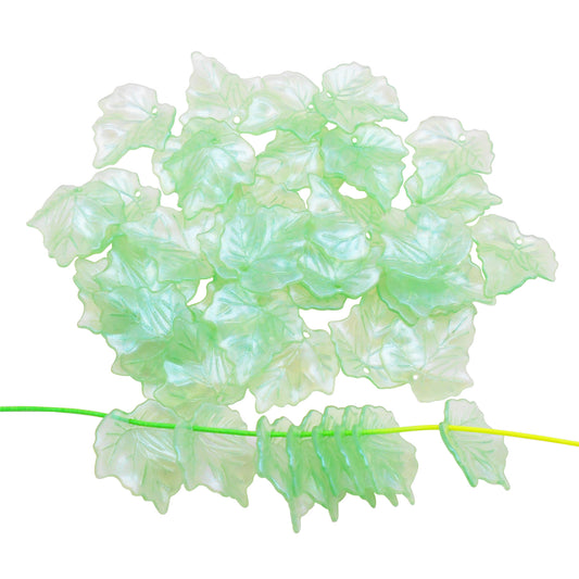 100Pcs Green Acrylic Leaf Charms Transparent Leaves Dangle for DIY Pendant Jewelry Making Phone Chain Crafts Decor