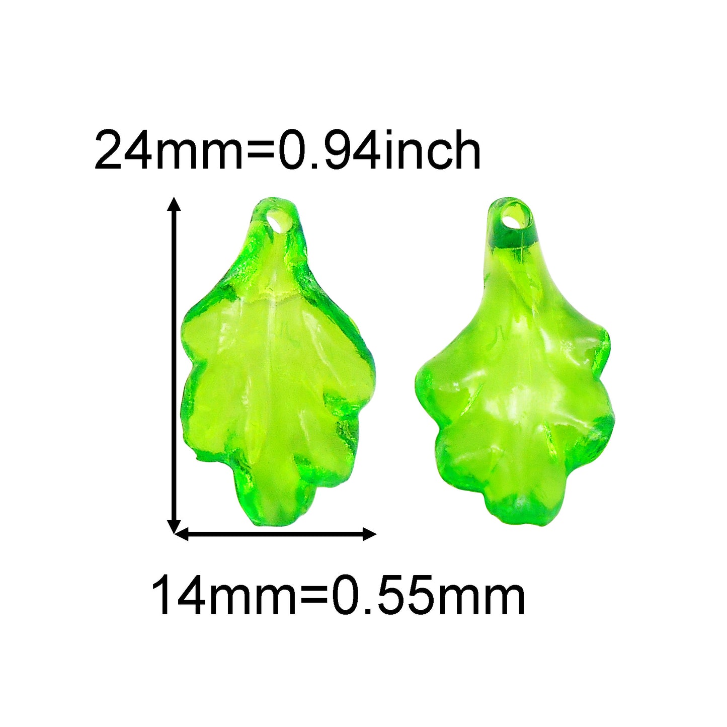 120Pcs Transparent Green Leaves Charms for Jewelry Making, Acrylic Leaves Shaped Jewelry Accessories for Pendant Necklace Bracelet Earrings Making
