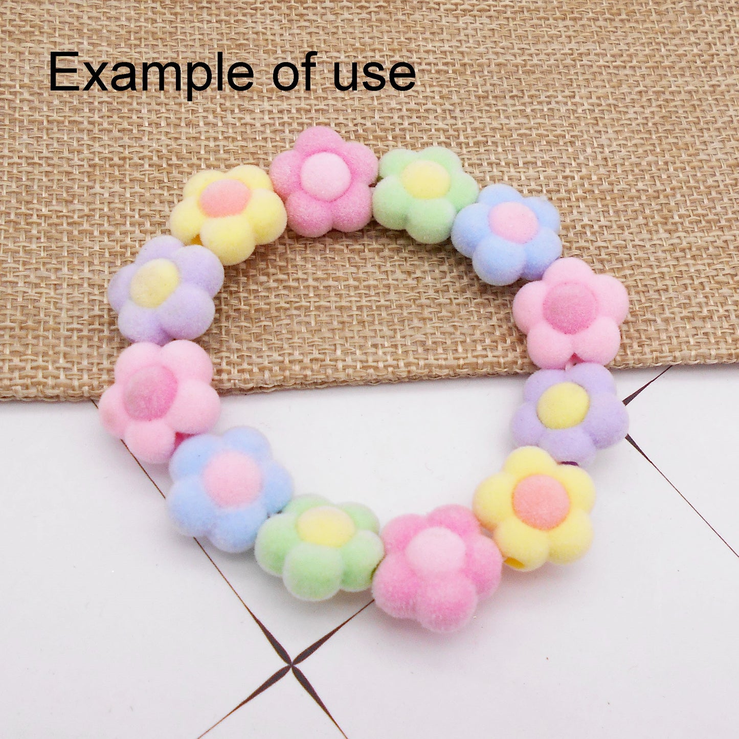 10 Pieces Mixed Flower Beads Set - 16mm Acrylic Floral Spacer Beads Flocked Jewelry Making Beads for Bracelet Necklace Making DIY Crafts Phone Chain Decor