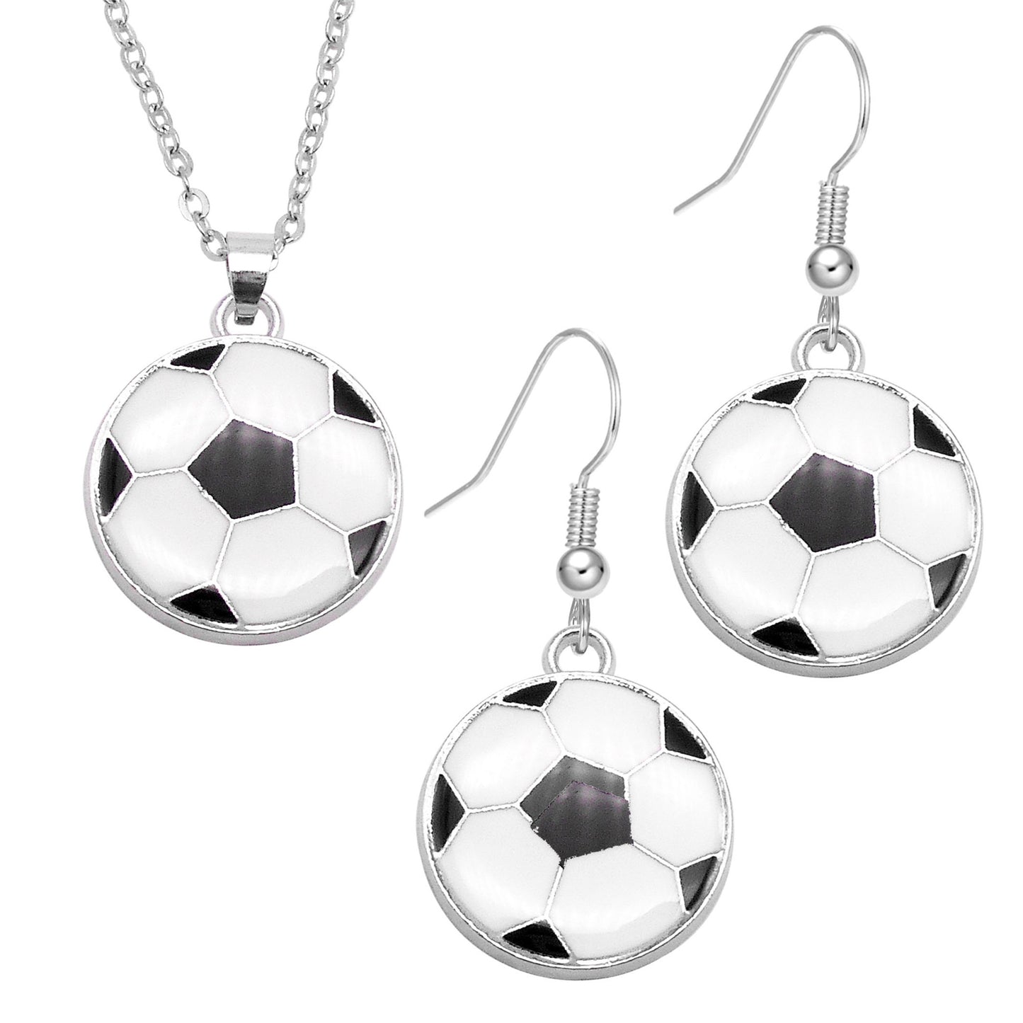 High Quality Hot Selling Jewelry Set - 1 set Football Pattern Earrings & Necklace Metal Enamel Charm Jewelry Festival Gifts