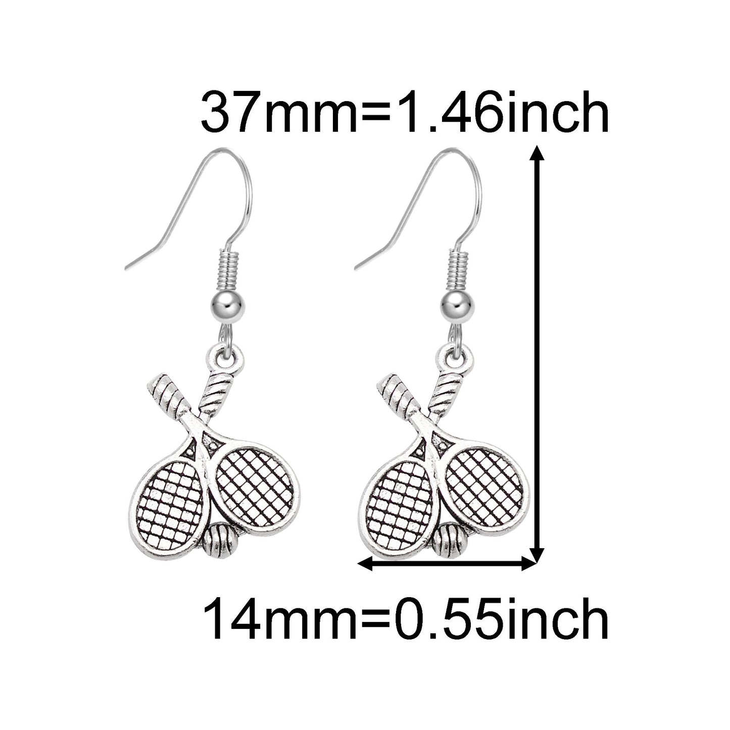 1 Piece Antique Silver Sport Ball Shaped Charm Earrings & Necklace, Metal Women Jewelry Set, Football Baseball Dangle Necklace Earrings Set Festival Gifts