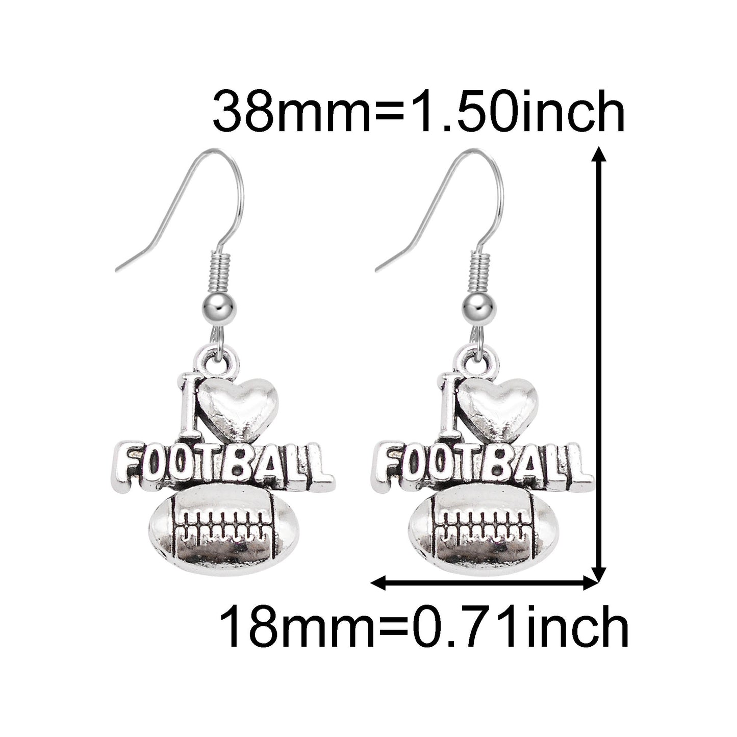 1 Piece Antique Silver Sport Ball Shaped Charm Earrings & Necklace, Metal Women Jewelry Set, Football Baseball Dangle Necklace Earrings Set Festival Gifts