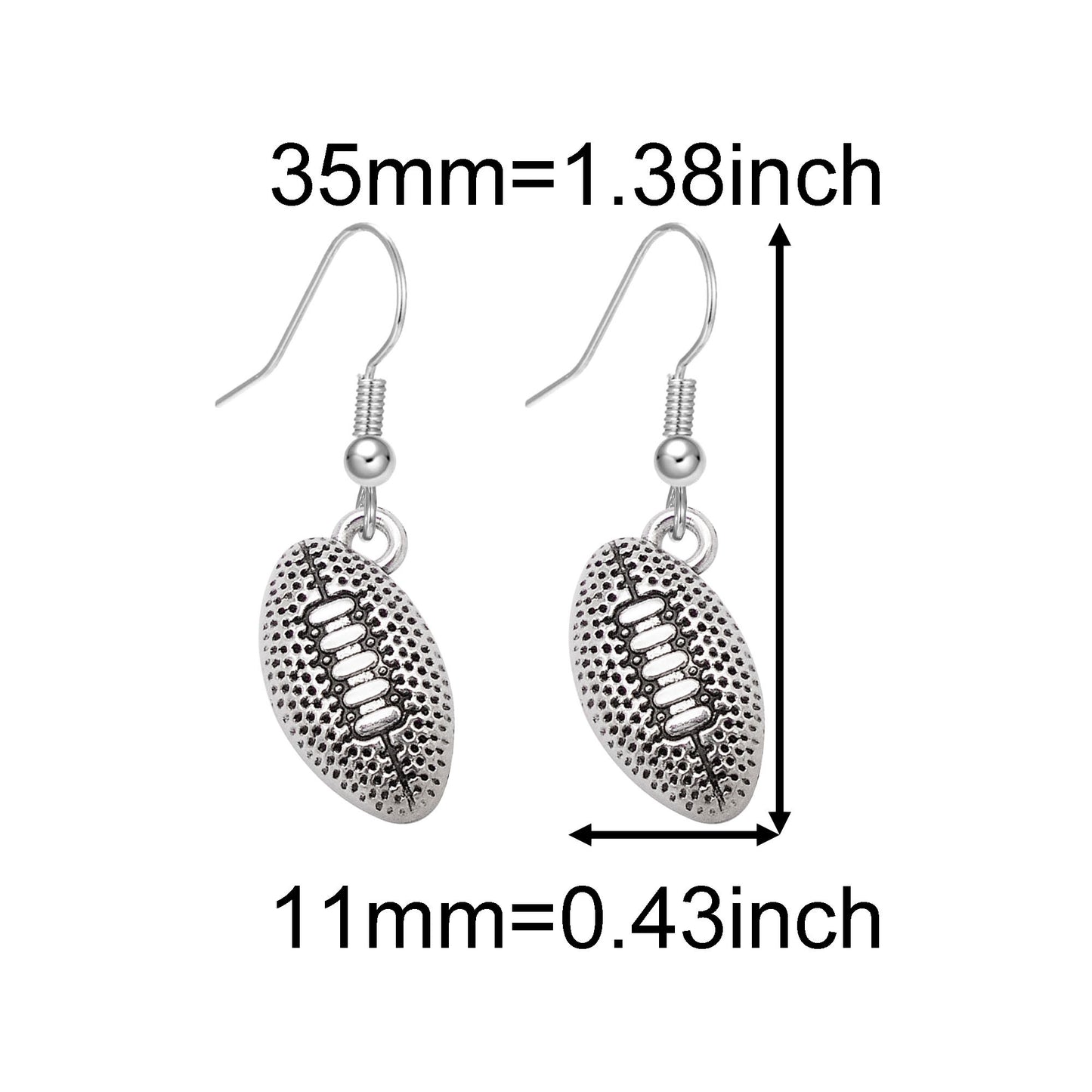 1 Piece Antique Silver Sport Ball Shaped Charm Earrings & Necklace, Metal Women Jewelry Set, Football Baseball Dangle Necklace Earrings Set Festival Gifts