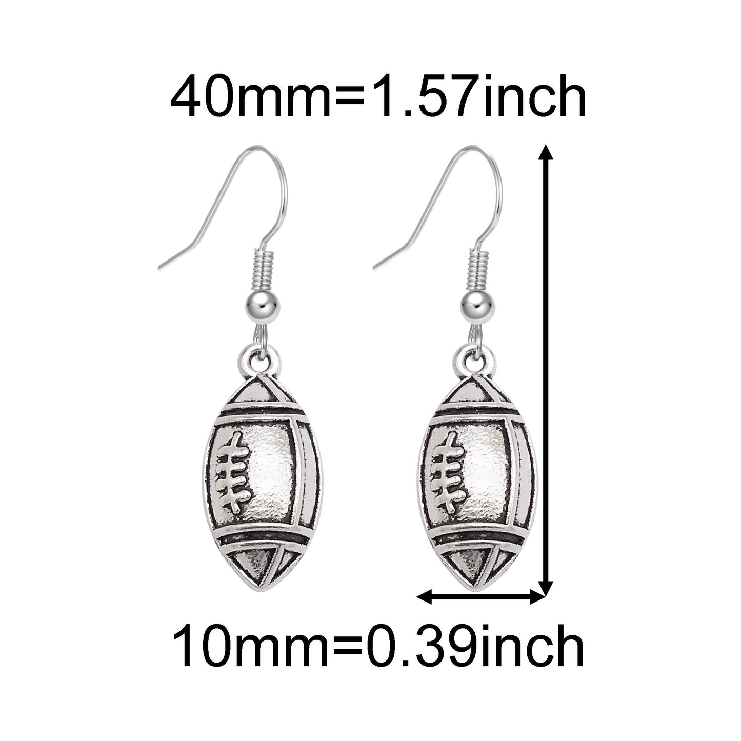 1 Piece Antique Silver Sport Ball Shaped Charm Earrings & Necklace, Metal Women Jewelry Set, Football Baseball Dangle Necklace Earrings Set Festival Gifts
