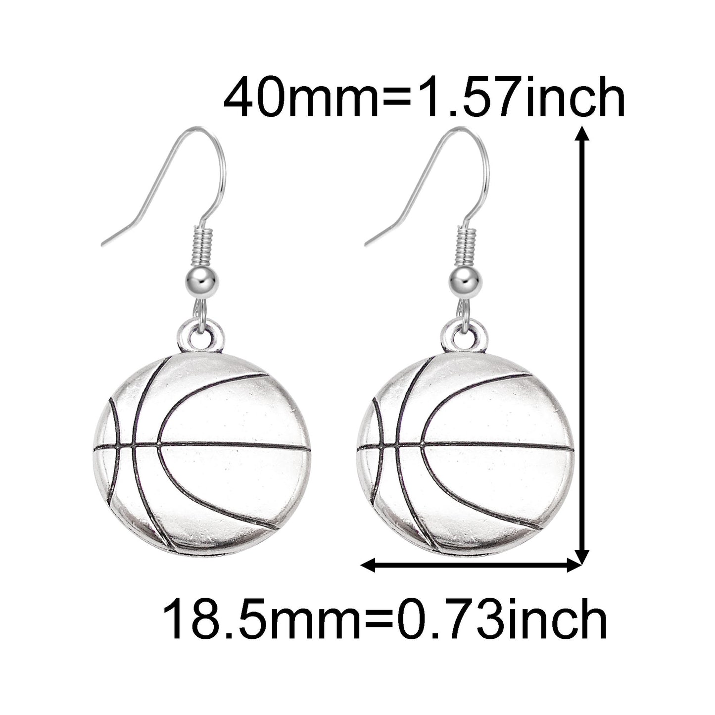 1 Piece Antique Silver Sport Ball Shaped Charm Earrings & Necklace, Metal Women Jewelry Set, Football Baseball Dangle Necklace Earrings Set Festival Gifts