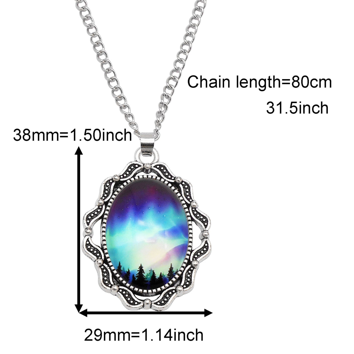 1 Piece Metal Bezel Pendant Necklace Setting Glass Aurora Cabochons Tray Necklace Handmade Time Gem Charm Jewelry Women Festival Necklace Gifts & Daily Wear