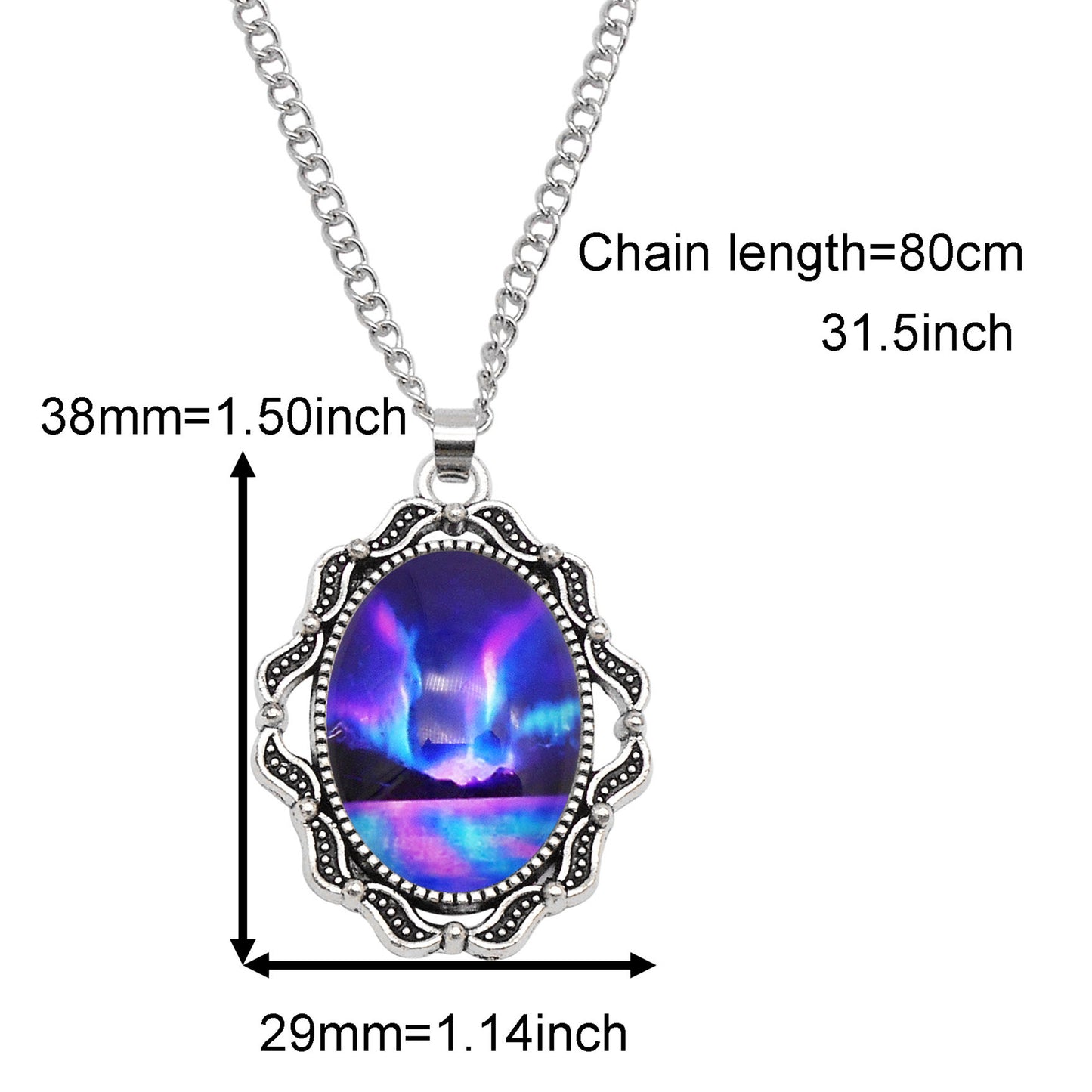 1 Piece Metal Bezel Pendant Necklace Setting Glass Aurora Cabochons Tray Necklace Handmade Time Gem Charm Jewelry Women Festival Necklace Gifts & Daily Wear