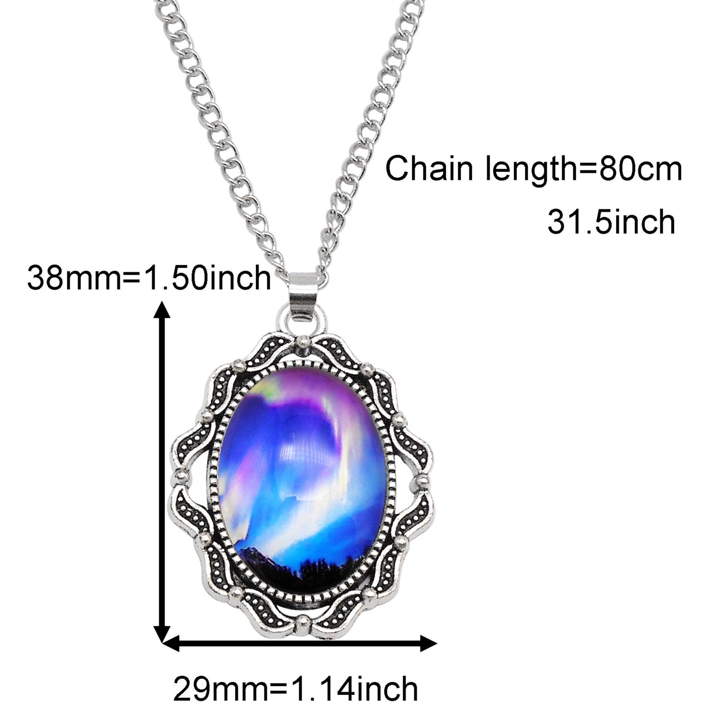 1 Piece Metal Bezel Pendant Necklace Setting Glass Aurora Cabochons Tray Necklace Handmade Time Gem Charm Jewelry Women Festival Necklace Gifts & Daily Wear