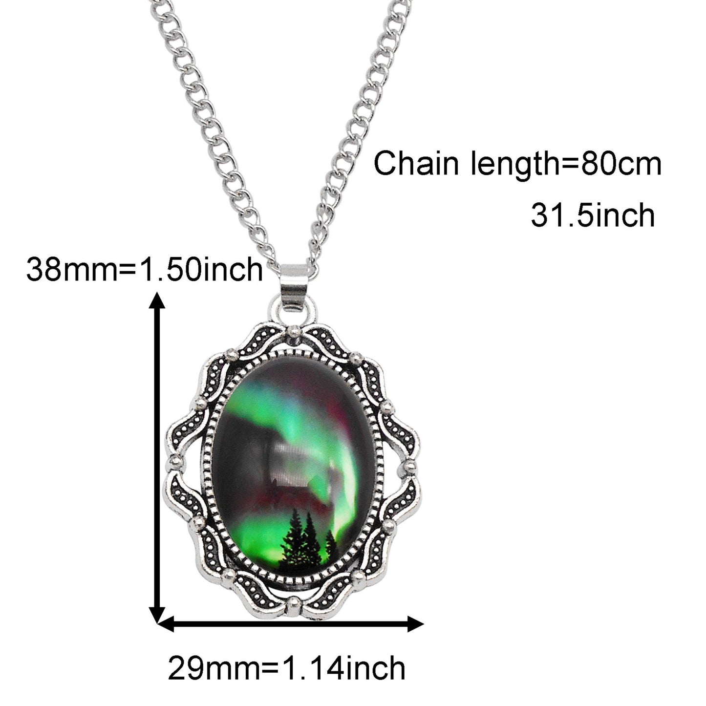 1 Piece Metal Bezel Pendant Necklace Setting Glass Aurora Cabochons Tray Necklace Handmade Time Gem Charm Jewelry Women Festival Necklace Gifts & Daily Wear