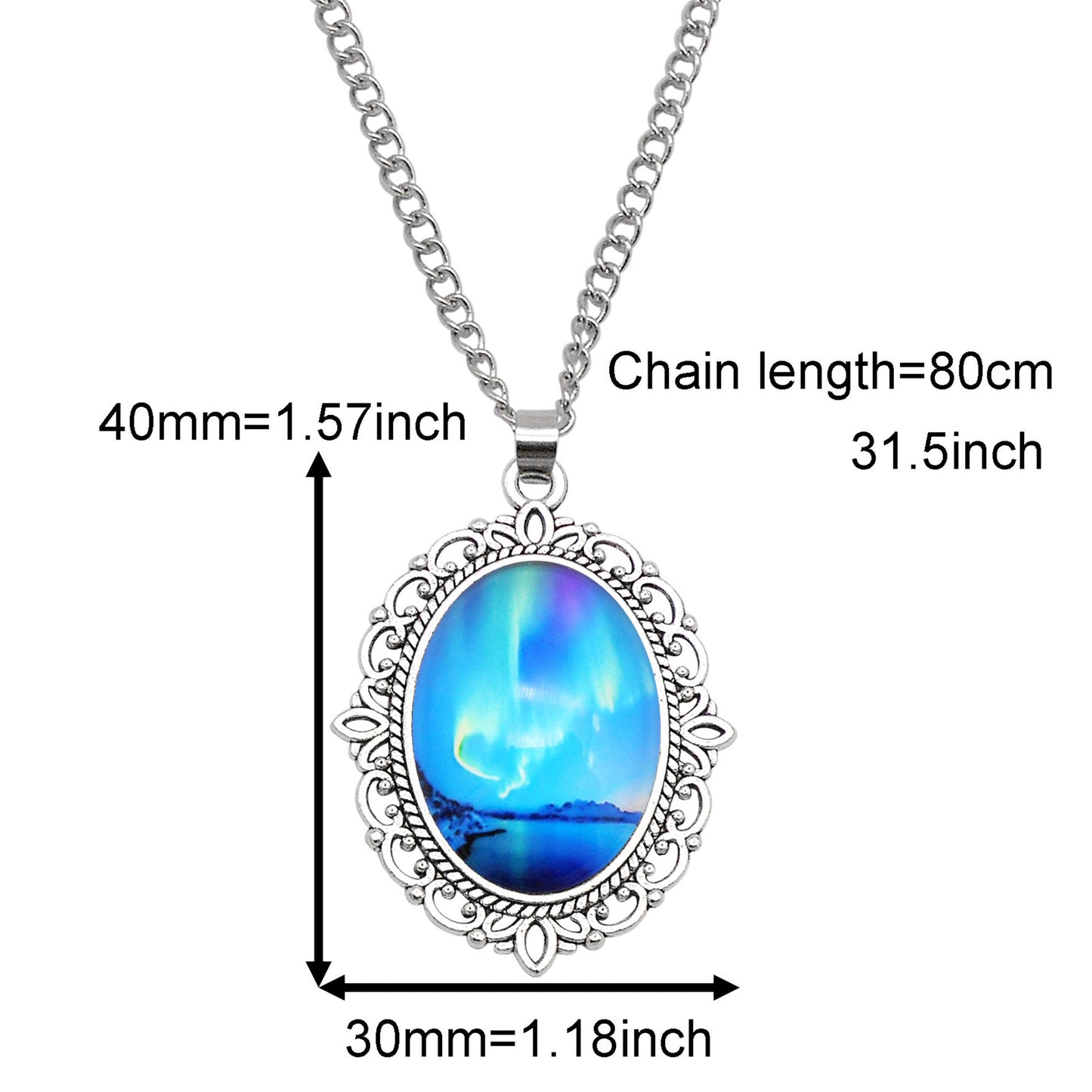 1 Piece Metal Bezel Pendant Necklace Setting Glass Aurora Cabochons Tray Necklace Handmade Time Gem Charm Jewelry Women Festival Necklace Gifts & Daily Wear