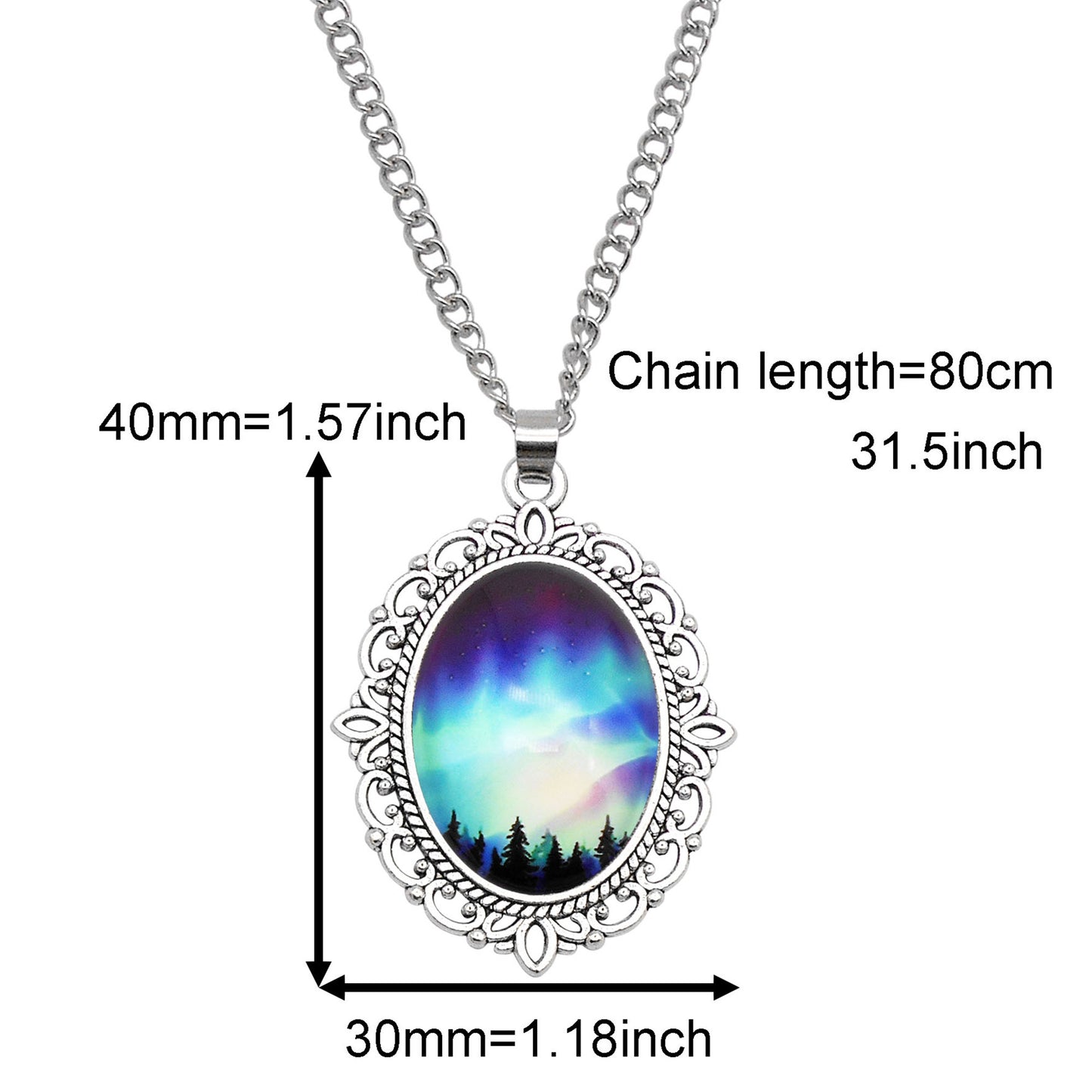 1 Piece Metal Bezel Pendant Necklace Setting Glass Aurora Cabochons Tray Necklace Handmade Time Gem Charm Jewelry Women Festival Necklace Gifts & Daily Wear